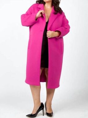 PSOPHIA  long one button coat in hot pink